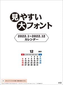 見やすい大フォント　２０２２年カレンダー