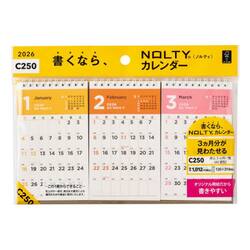 　ＮＯＬＴＹ（ノルティ）　カレンダー卓上３ヵ月一覧（Ａ５変型）［Ｃ２５０］　２０２６年１月始まり