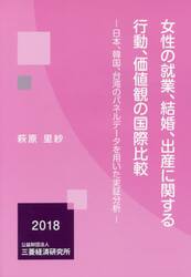 女性の就業、結婚、出産に関する行動、価値観の国際比較　日本、韓国、台湾のパネルデータを用いた実証分析